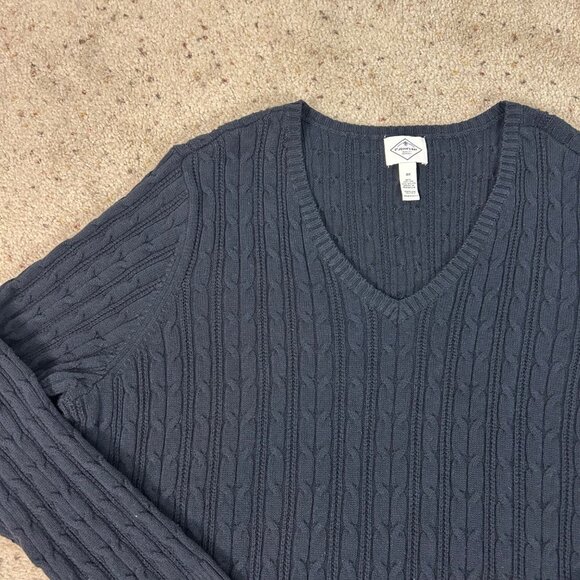 Vintage St John’s Bay Black Cable Knit Fisherman Sweater V-neck Size 3X Women's - Picture 2 of 4